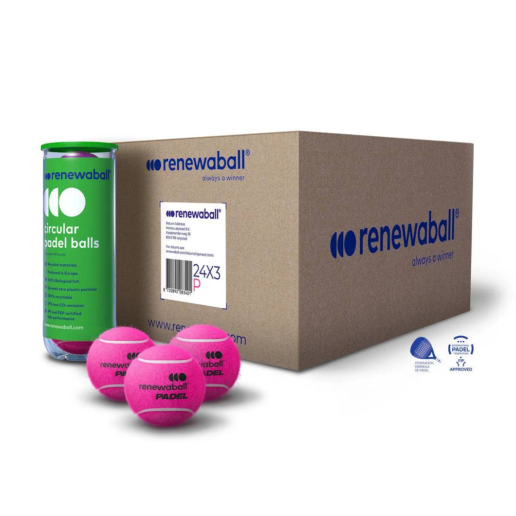 Renewaball - box 24x3  pink padel balls