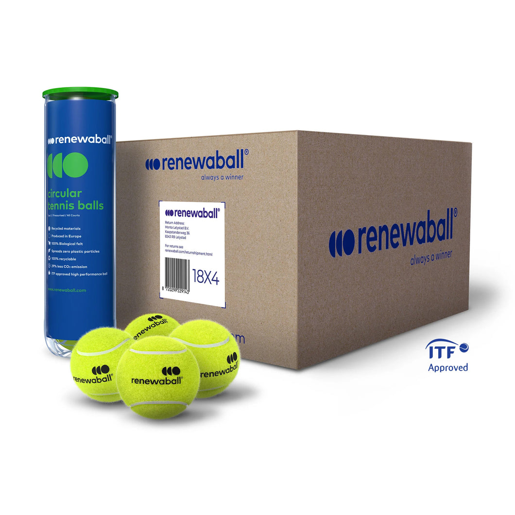 Renewaball - boîte 18x4 balles de tennis